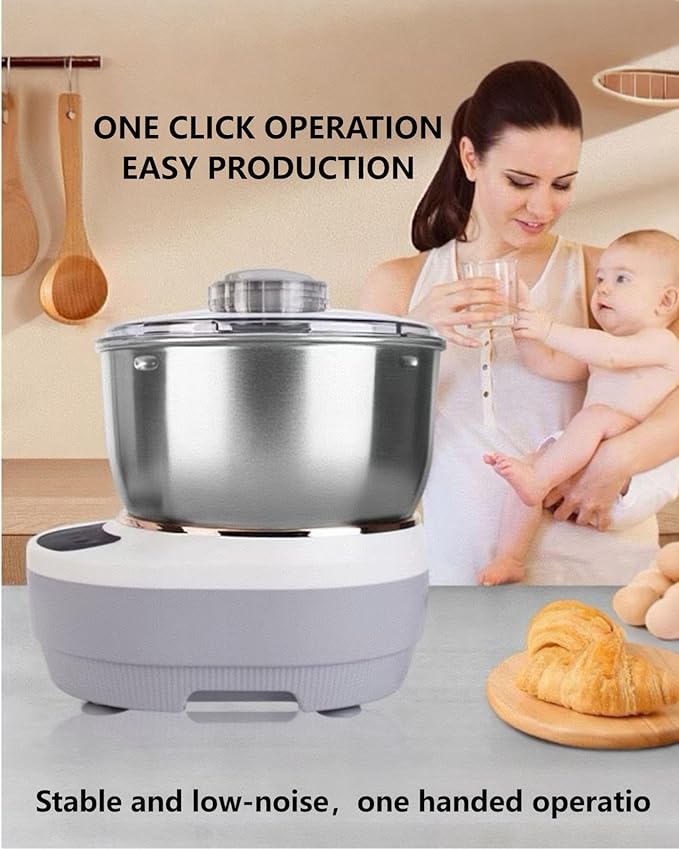 Electric Dough Machine With Fermentation Function, Microcomputer Timing, Front Touch Panel, 6.3qt(7L), 304 Stainless Steel, Used For Bread, Pizza, Pancake, Dumpling Dough And Sourdough