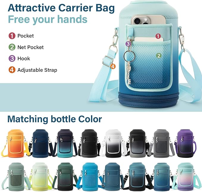 DYSANKY 1 Gallon Water Bottle Insulated | Thickened Stainless Steel Vacuum Metal Water Jug | Portable Sports Large for Gym and Hiking with Straw, Carrier Bag, Handle Strap | BPA-Free 128 oz