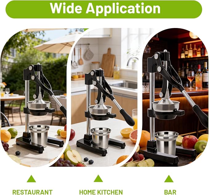 Cast Iron Juicer,Manual Juicer Hand Press,Professional Citrus Juicer,with Stainless Steel Cup,Easy to Use & Clean,Heavy Duty Stainless Steel Manual Juicer For Orange Juice,Pomegranate,Lemon(Black)