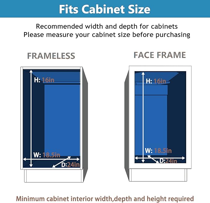 LOVMOR 2 Tier Individual Pull Out Cabinet Organizer 17" W x 21" D, Slide Out Kitchen Cabinet Storage Sliding Shelves