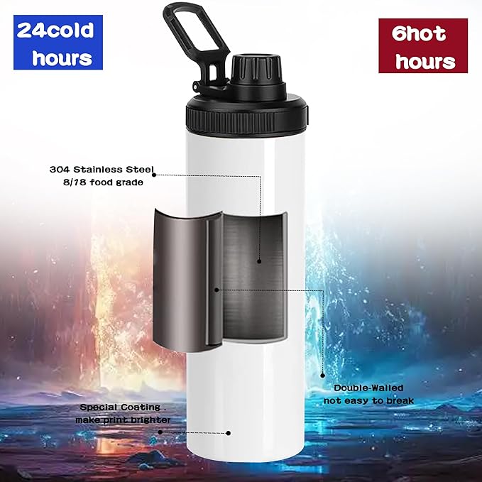 25 Pack 20oz Sublimation Tumblers Bulk With Flat Edge, 20OZ Flat Sublimation Tumbler Blank, Skinny Straight Stainless Steel Blanks Cups with Individual Box (25, HANDLE LID B)