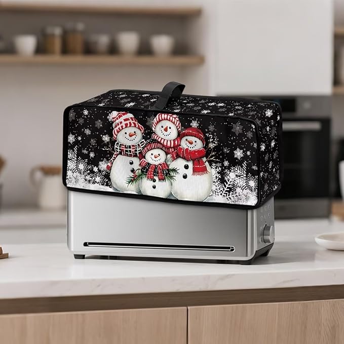 Christmas Toaster Cover 2 Slice Cute Snowman Water-Resistant Folding 2 Slice Slim Toaster Cover, Heat-Resistant Thanksgiving Protective Covers for Small Appliance