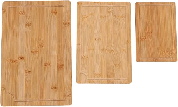 Dpofirs Cutting Board Set With Inner Handles And Grooves | Three Piece Wood Chopping Boards Smooth Surface For Cleaver And Kitchen Prep