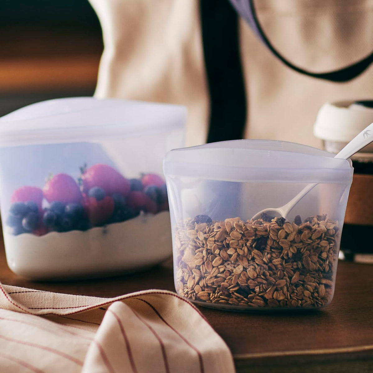 Stasher Premium Silicone Reusable Food Storage Bags, 6-Pack, Clear, Multi-Use Food Storage Bags, Lunch Bag, Travel Containers, BPA Free, Leak-free, Dishwasher-Safe, Eco-friendly