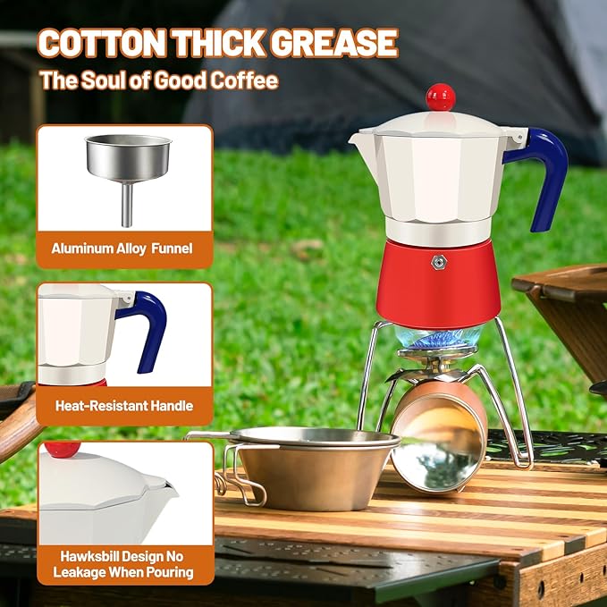 9 Cup Aluminum Espresso Stovetop Moka Pot Express Coffee Maker Percolator Italian Classic Mocha Coffee Machine for Italian and Cuban Cafe Brewing for Home & Camping 450ml 15oz