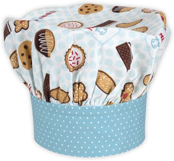 Handstand Kitchen Child's 100% Cotton Bright Pastel Print Apron, Mitt and Chef's Hat Set - Milk & Cookies
