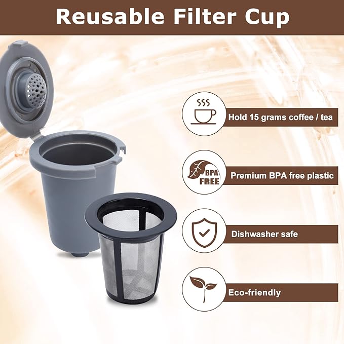 KEEPOW 2PCS Reusable Filter Cup for Cuisinart Coffee Maker Filter Replacement Parts, Reusable Coffee Filters for Cuisinart Single Serve Coffee Maker for HomeBarista Reusable Filter Cup