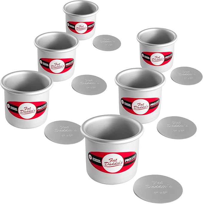 Fat Daddio's PCC-33CASE Anodized Aluminum Round Cheesecake Pans, 6 Piece Set, 3 x 3 Inch