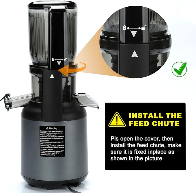 Juicer Machines, Cold Press Juicer with 4.2'' Large Feed Chute, Fit Whole Fruit and Vegetable Slow Juice Extractor Machine, 250W Masticating Juicer Easy To Clean, High Juice Yield, BPA Free