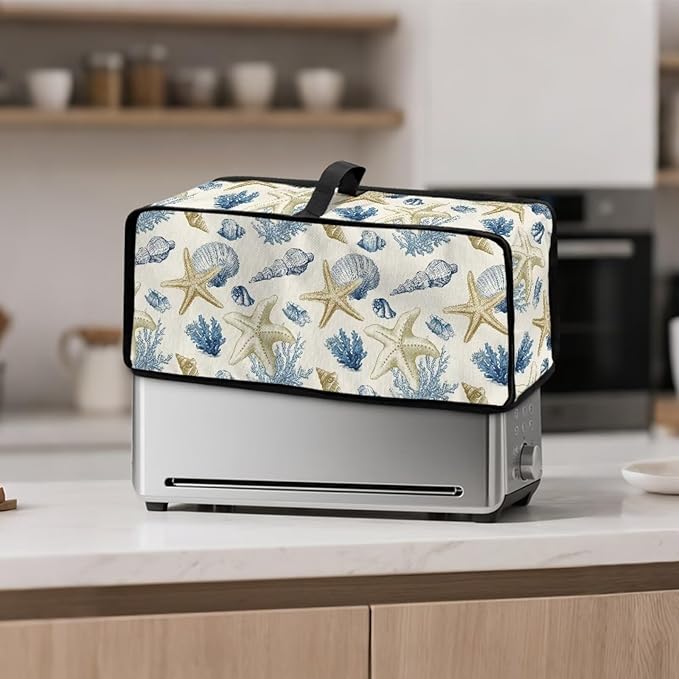 2 Slice Slim Toaster Cover Starfish Print Toaster Cover 2 Slice, Dustproof Fingerprint Protectors and Greasy Protection for Kitchen Small Appliances, Easy to Clean