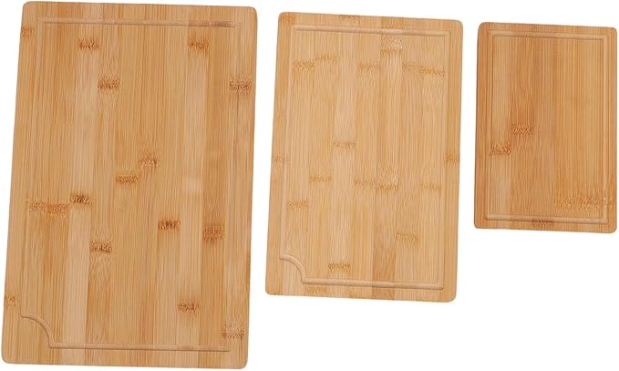Pomya Smooth Wood Chopping Boards With Grooves | Three Piece Cutting Board Set With Inner Handles For Cleaver And Kitchen Prep