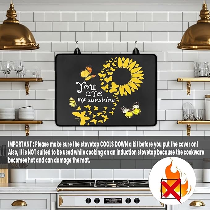 Butterfly Print Stove Covers for Gas Dust-Proof Protector Pad with Funny Pattern Designs for Laundry Room & Kitchen Decor Universal 29"x20.9"