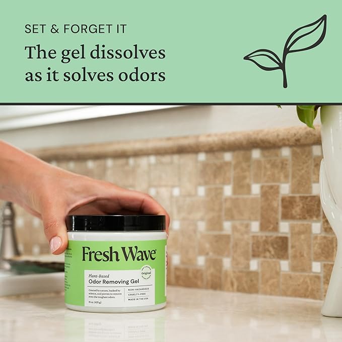 Fresh Wave Odor Removing Gel, 15 oz. & 7 oz. - Odor Absorbers for Home, Safer Odor Relief, Natural Plant-Based Odor Eliminator, Every 15 oz. lasts 30-60 Days, For Cooking, Trash & Pets