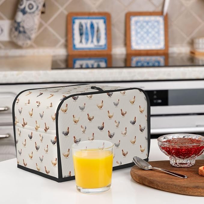Toaster Cover 2 Slice Chicken Pattern Kitchen Small Appliance Covers with Pockets Dust and Fingerprint Protection