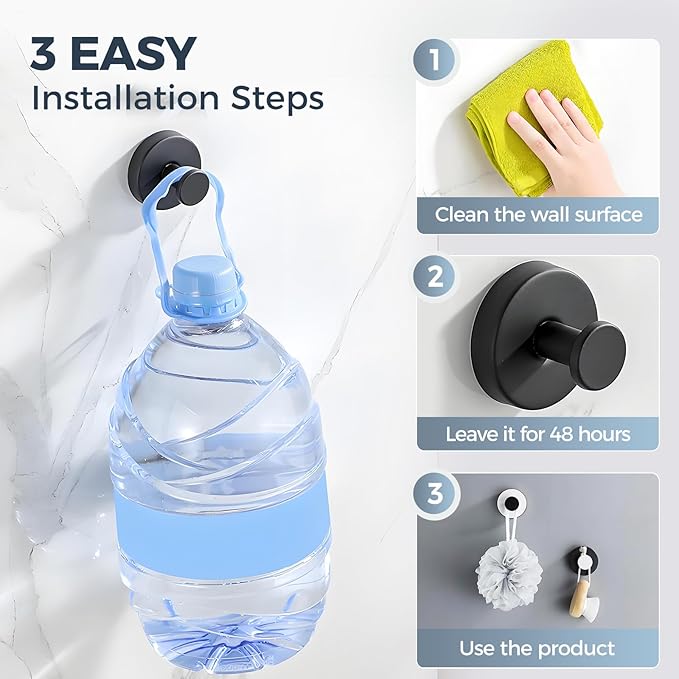 Suction Cup Hooks for Wreaths on Glass, 2025 New No Drill Suction Cup Hooks for Shower, Wreath Hanger Holder for Front Door, Upgraded Towel Hooks for Window Bathroom Mirrors (4, White)