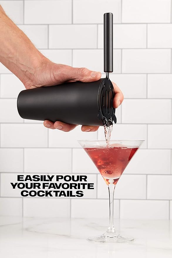 9-Piece Cocktail Shaker Bartender Kit with Stand, Boston Shaker, Mixing Spoon, Muddler, Measuring Jigger, Mesh and Regular Strainer, Liquor Pourers and More Professional Bar Tools