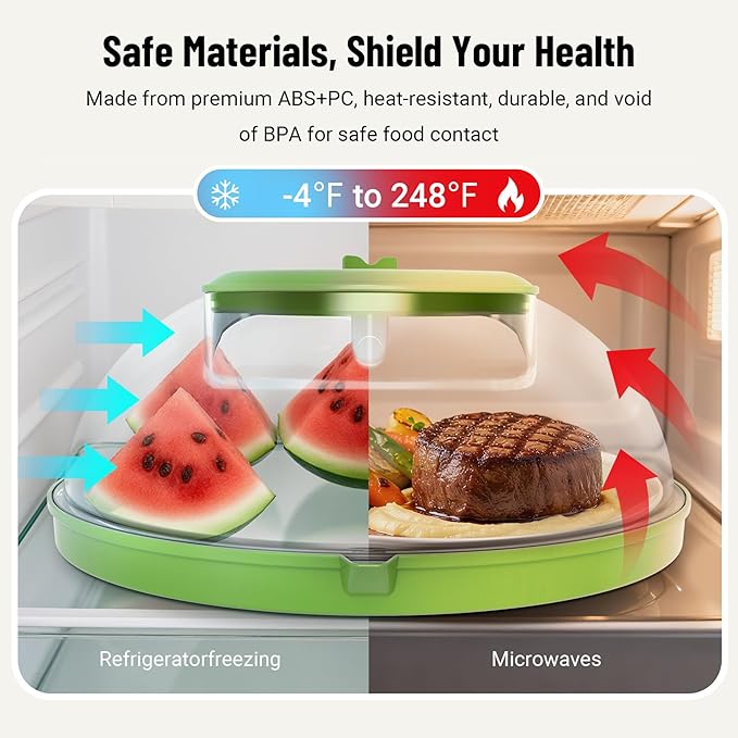 Microwave Splatter Cover with Water Steamer, Upgraded Microwave Cover for Food with Handle, Clear Plate Covers, Splatter Guard, Kitchen Essentials Gadgets, House Warming Gifts New Home, 12 Inch