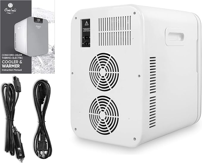 Cooluli 20L Mini Fridge For Bedroom - Car, Office Desk & College Dorm Room - Glass Front & Digital Temperature Control - Small 12v Refrigerator for Food, Drinks, Skincare, Beauty & Breast Milk (Pink)