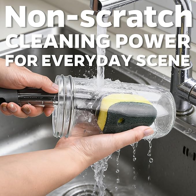 Sponge Dishwand Brush Refills for Scotch-Brite Dishwand - 20 Pack Dish Soap Non-Scratch Brush Refills for Nonstick Pots and Pans, Glass & Tubs（Green