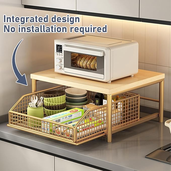 Funecy Coffee Pod Drawer Holder,Coffee Machine Storage Rack,Home Kitchen Counter Coffee Bar Organizer,Storage Basket Drawer (Gold)
