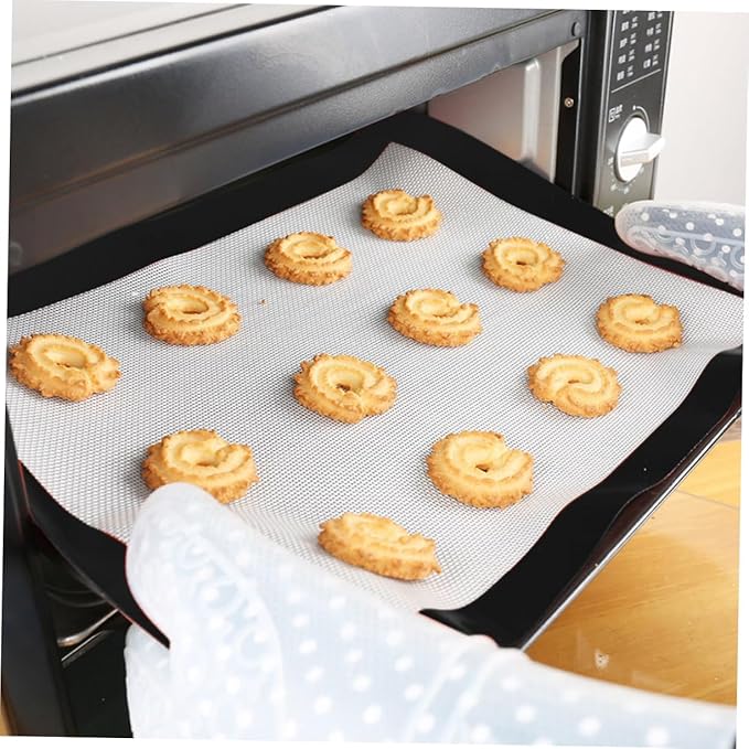 Uonlytech 4pcs Non-stick Silicone Baking Mats with Glass Heat Resistant Oven Liners for Cookies Pastry Bread Reusable and Easy to Clean Baking Pads