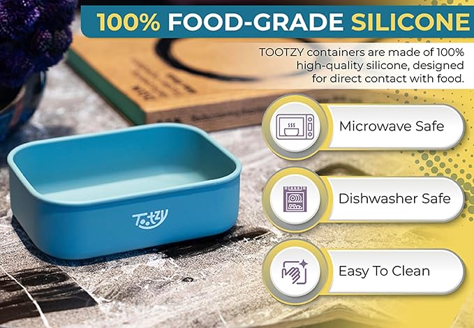 Premium Silicone Bento Box 30 oz – Reusable, Leakproof, BPA-Free Lunch Container – Microwave & Dishwasher Safe – Perfect for Dog Meals, School Lunch, Office, or Travel – Eco-Friendly (Yellow)