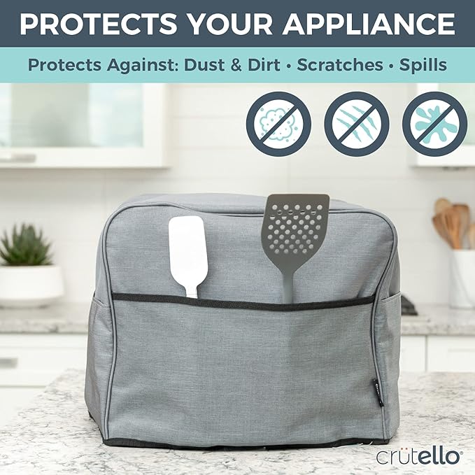 Crutello Convection Toaster Oven Cover with Storage Pockets, Large, Fits Machines Up to 17 x 15 x 14 Inches, Compatible with Cuisinart
