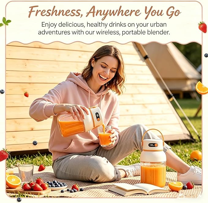 Portable Electric Juicer Cup with Zero Cord Hassle, Fresh Juicer Portable Blender with Digital Display, Leakproof USB-C Rechargeable Personal Blender for Home, Travel, Easy Clean (2a,1000ml)