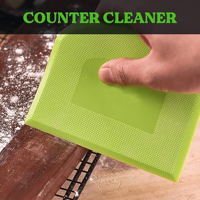 SURDOCA Dough Scraper Bench Scraper - 3P 10.6x6.7" Plastic Flexible Bowl Scraper, Sharp Edge & Angles Cake Scraper. Non-Slip Bakeware Decorating Tools Sculpting & Modeling Tools - Blue+White+Pink