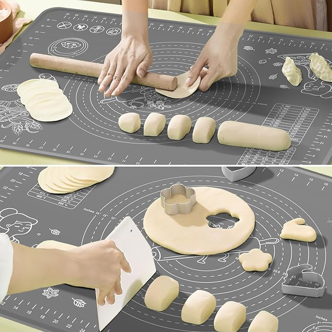 XXL Silicone Pastry Mat, Small Baking Mat, Food Grade Silicone Rolling Board