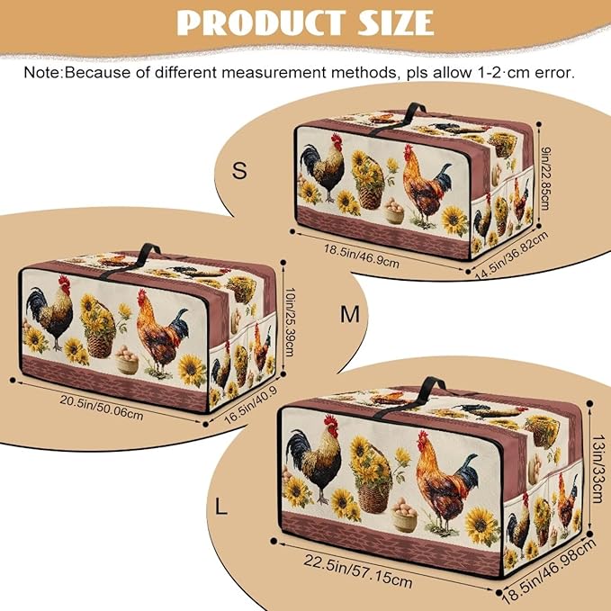 Air Fryer Toaster Oven Dust Cover Washable Convection Oven Cover Farmhouse Kitchen Appliance Protector Decorations Countertop Accessories, S, Rooster Chicken Eggs Sunflower