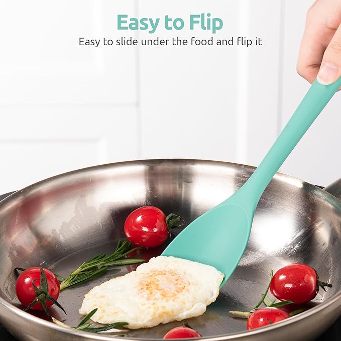 U-Taste 18/8 Stainless Steel Measuring Cups and Spoons Set of 10 (Multi) and 600ºF Heat Resistat Silicone Flexible Baking Spoon Spatula & Cooking Scoop Spoonula (Aqua Sky)