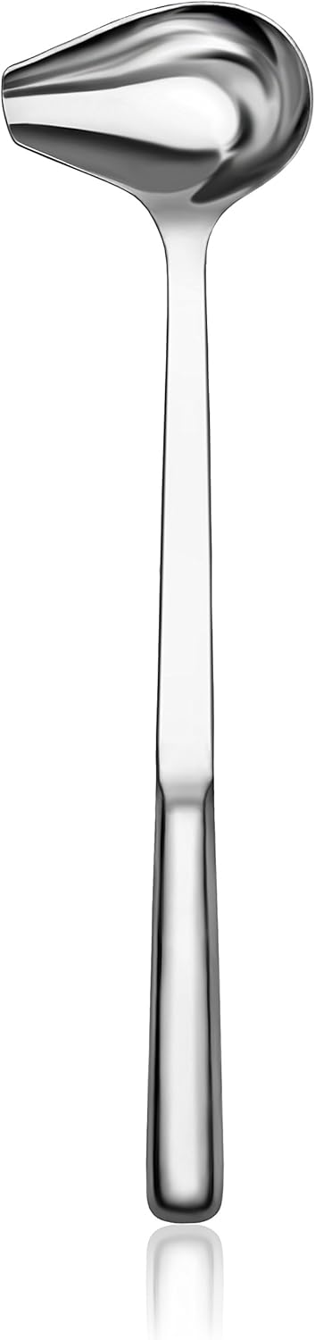 New Star Foodservice Hollow Handle Notched Serving Spoon (Silver, 1-oz Gravy Soup Ladle (12.5-Inch))