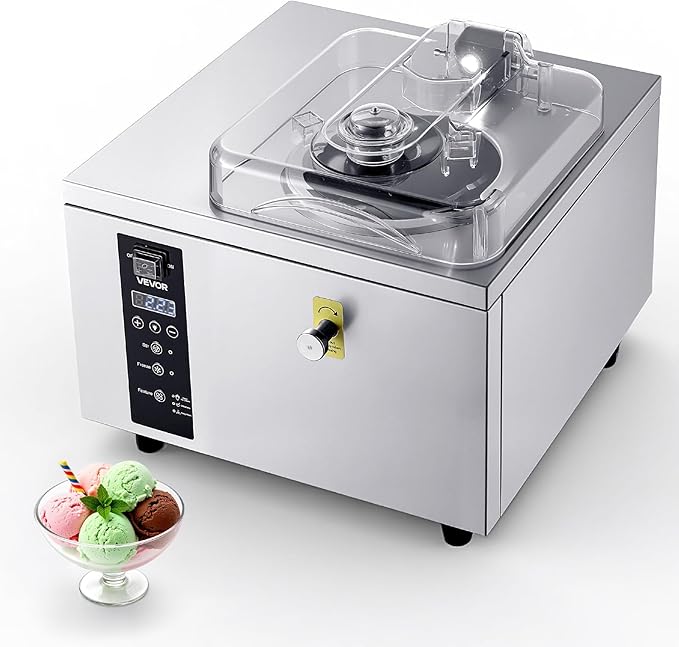 VEVOR Commercial Hard Ice Cream Machine, 500W 1.32 Gal/Hour, Gelato Hard Serve Ice Cream Maker with 2.8L 304 Stainless Steel Cylinder, Auto Clean LED Panel High Productivity for Snack Bar Restaurants
