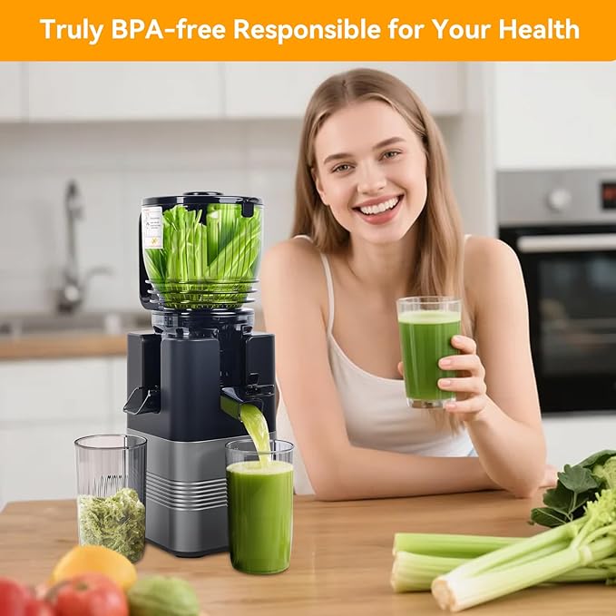 Cold Press Juicer Machines,5.8" Extra Wide Feed Chute juicer machines,350W Slow Cold Press Juicer Machines,Slow Masticating Juicer with High Juice Yield for Whole Vegetables & Fruits, Easy to Clean
