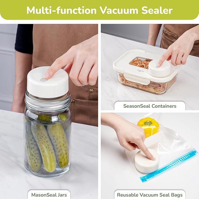 Mason Jar Vacuum Sealer Kit – Auto-Stop Electric Vacuum Sealer with Reusable Stainless Steel Lids, Compatible with Ball & Kerr Canning Jars.(Orange Valve)