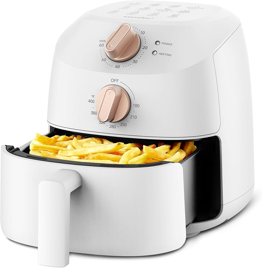 COMFEE' Compact 2.1 Quart Air Fryer with 12 Menu Options, Adjustable Timer & Temperature Control 176-400 degrees F, Dishwasher-Safe Nonstick Fry Basket with Stainless Steel Finish