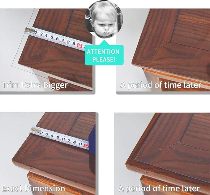 NECAUX Custom 54 x 103 Inch Frosted Table Cover Protector, 1.5mm Thick Wood Grain Transparent Table Pad Non-Slip Tablecloth Plastic Protective Pad for Dining Room Table Conference Table Meeting Table