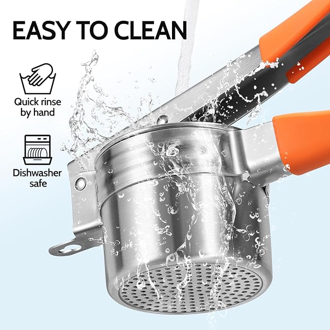 Potato Ricer, Sopito Upgraded Stainless Steel Potato Masher with 3 Interchangeable Discs, Heavy Duty Kitchen Tool Gadget, Orange