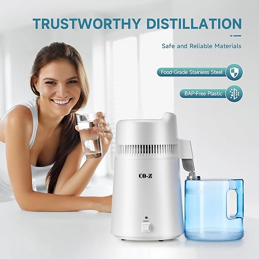CO-Z 6L Water Distiller, Larger 1.6 Gal Countertop Home Distillers, Distilling Pure Water Machine for Home Table Desktop, Distilled Water Making Machine, Water Purifier to Make Clean Water for Home