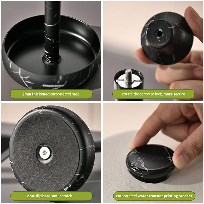 simpletome Paper Towel Holder Countertop Keep It Rolled Up Weighted Base (Marble Black)
