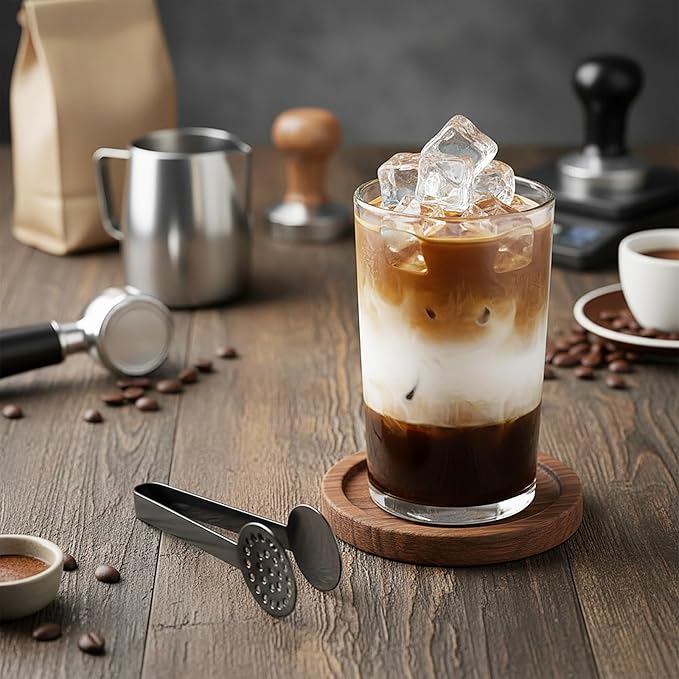 2 Pcs Tea Bag Squeezer Tongs Tea Filter Spoon Clamp Stainless Steel Teabag Strainer Dispenser for Kitchen Bar Tools(Black Silver)