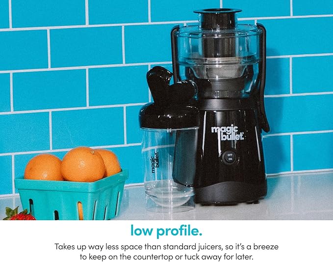 Magic Bullet® Mini Juicer,Countertop Space-Saving,2" Feed Chute for Fruits and Vegetables,400W,16oz Cup,Compact Design,Black,MBJ50100AK,(Pack of 2)