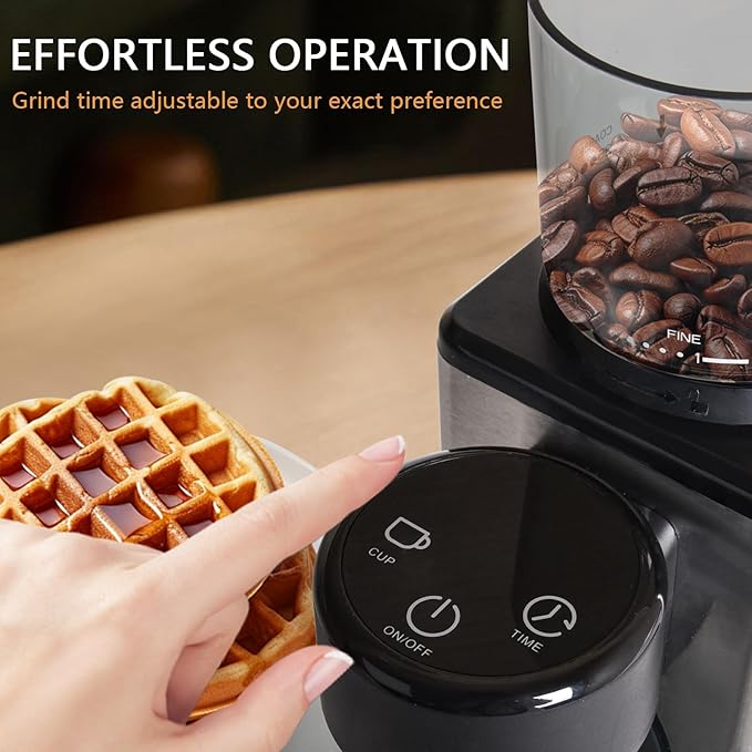 Electric Coffee Grinder for Home & Office: Smart Conical Burr coffee grinder with 25 Precision Grind Settings & 120g Expandable Bean Hopper - Anti-Static Design & Quiet & Durable for Multi-Cup Brewing