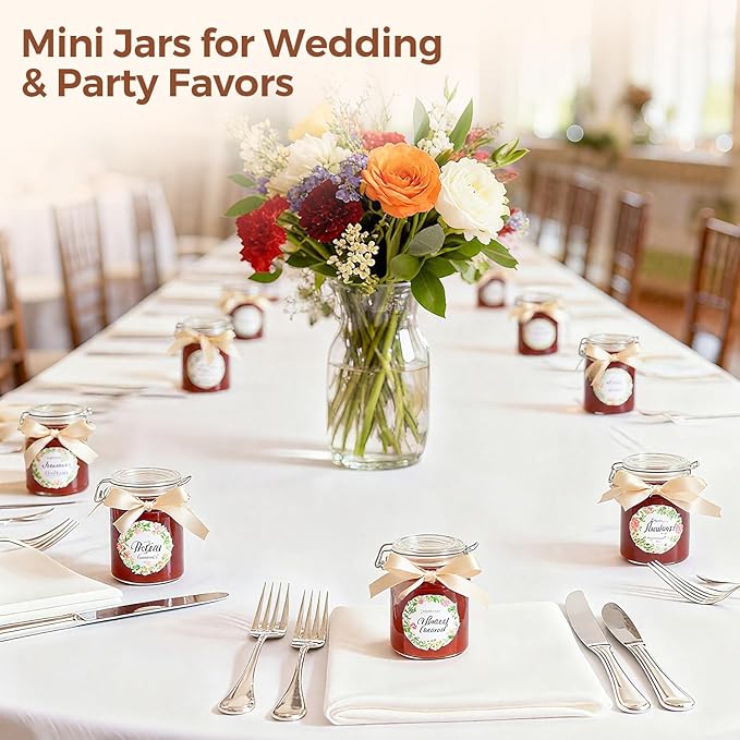 ComSaf 8oz Glass Jars with Airtight Lids (Set of 6), Cylindrical Jelly & Spice Jars for Pantry Organization, 240ml Small Canisters with Wire Clamp for Sourdough Discard, Jam, Honey & More