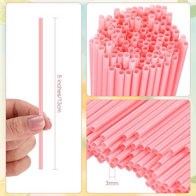 6000 Count Coffee Cocktail Stirrers Straws Disposable Plastic Sip Stir Sticks Cocktail Drink Stirrers Sticks Cups Straws for Bars Juice Drinking(Pink,5 Inch)
