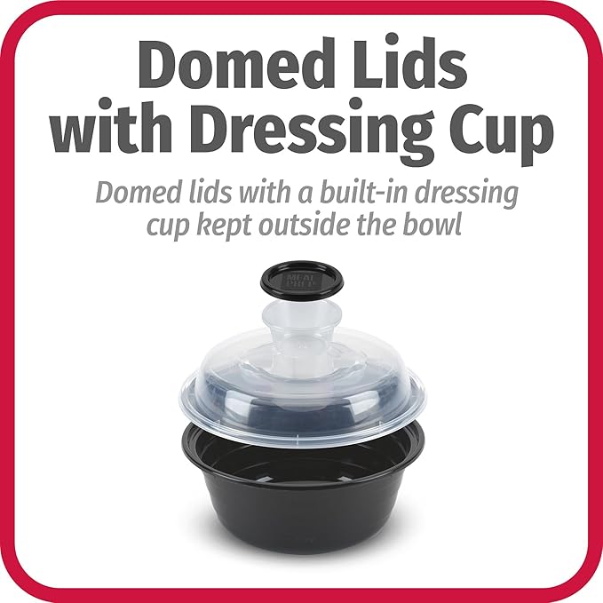 GoodCook 4-Cup Meal Prep Bowls Set with Lids and Dressing Cup,Microwavable Food Storage Containers for Meal Prepping,Set of 10,Black,(Pack of 4)