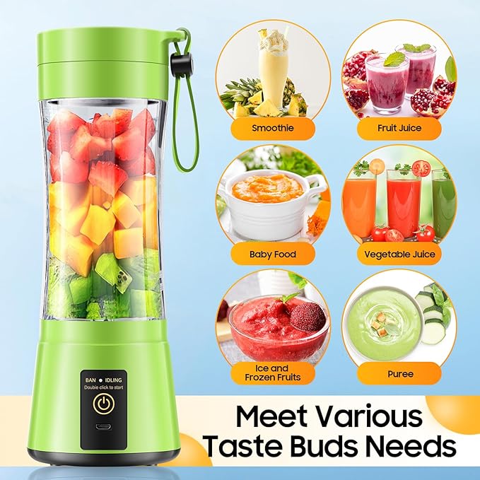 Portable Blender for Smoothies & Shakes - Cordless Personal Size Mini Blender with BAP Free Juice Cup, USB Rechargeable Suit for Sports/Picnic