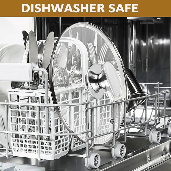 Tempered Glass Lid for Replacement, Clear Cover for Pans and Pots, 8, 9.5, 10.5, 11, 12, 12.5 Inch Lids for Cookware Cooking, Frying Pans, Skillets, Dutch Oven, Sauce Pan (12 In)