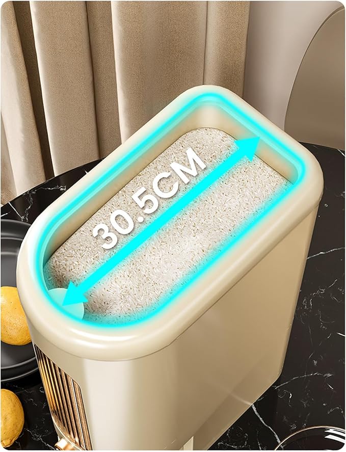 Peaoop 22LB Rice Dispenser, Large Grain Container Storage with Lid Measuring Cylinder Household Cereal Dispenser Bucket for Kitchen Soybean Corn (22LB-Green)